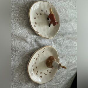 ✨Anthropologie fox rabbit jewelry trinket tray jewelry holder lot ring porcelain